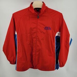Starter Ole Miss Rebels Windbreaker Jacket Size‎ XL Red Mississippi Vintage